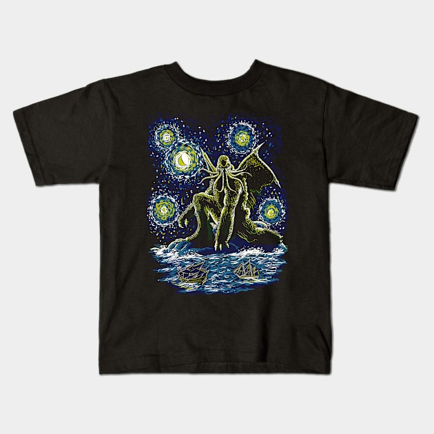 Night of Cthulhu Kids T-Shirt by ddjvigo